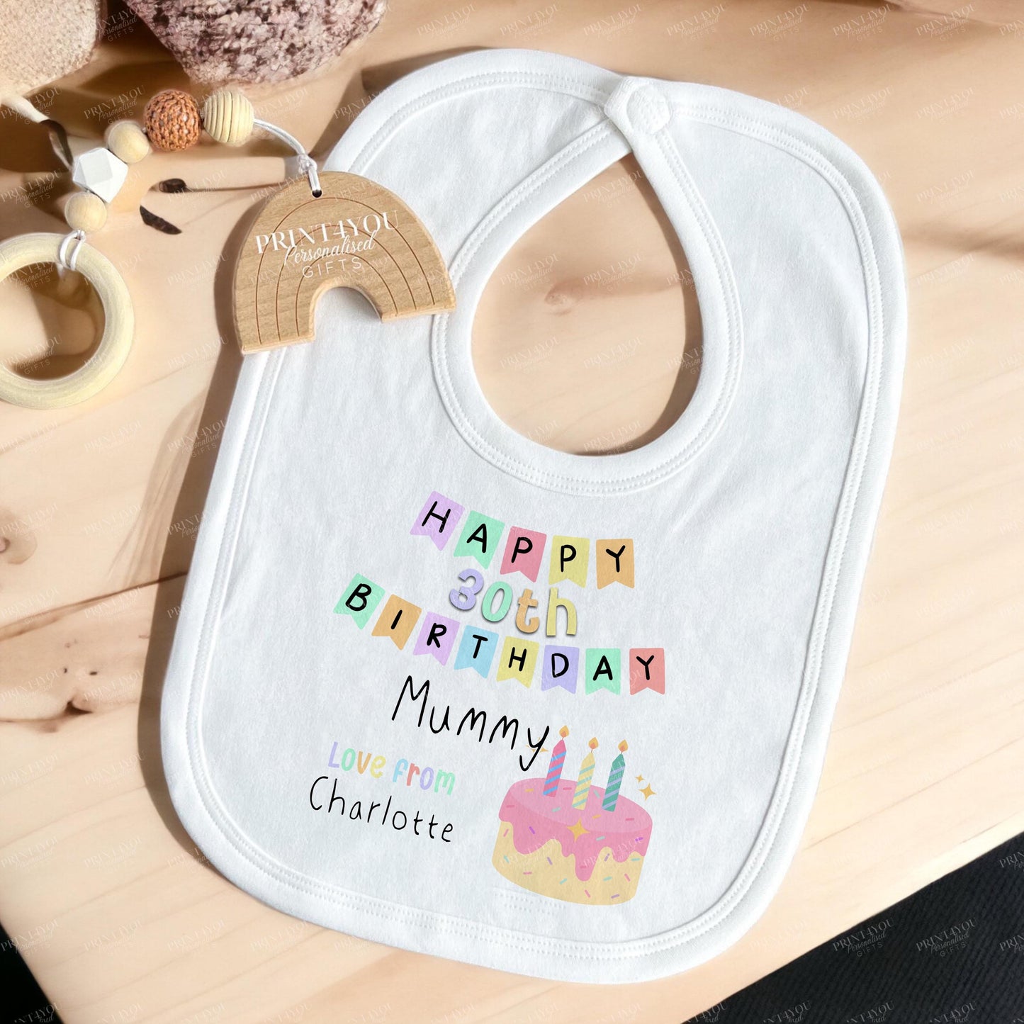 Happy Birthday Mummy, 30th 40th Birthday as My Mummy, Sleepsuit Baby grow Bodysuit Vest, Mum Birthday, Mummy Birthday - Bib