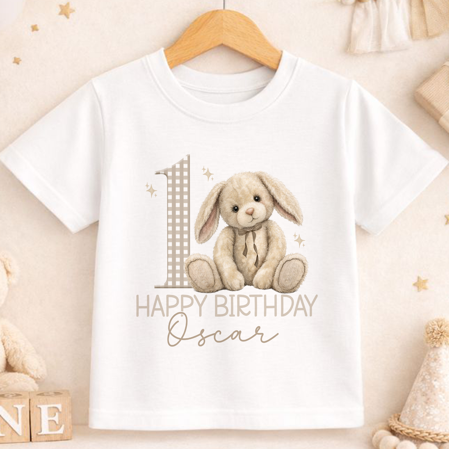 Personalised 1st birthday bunny bib with custom name print