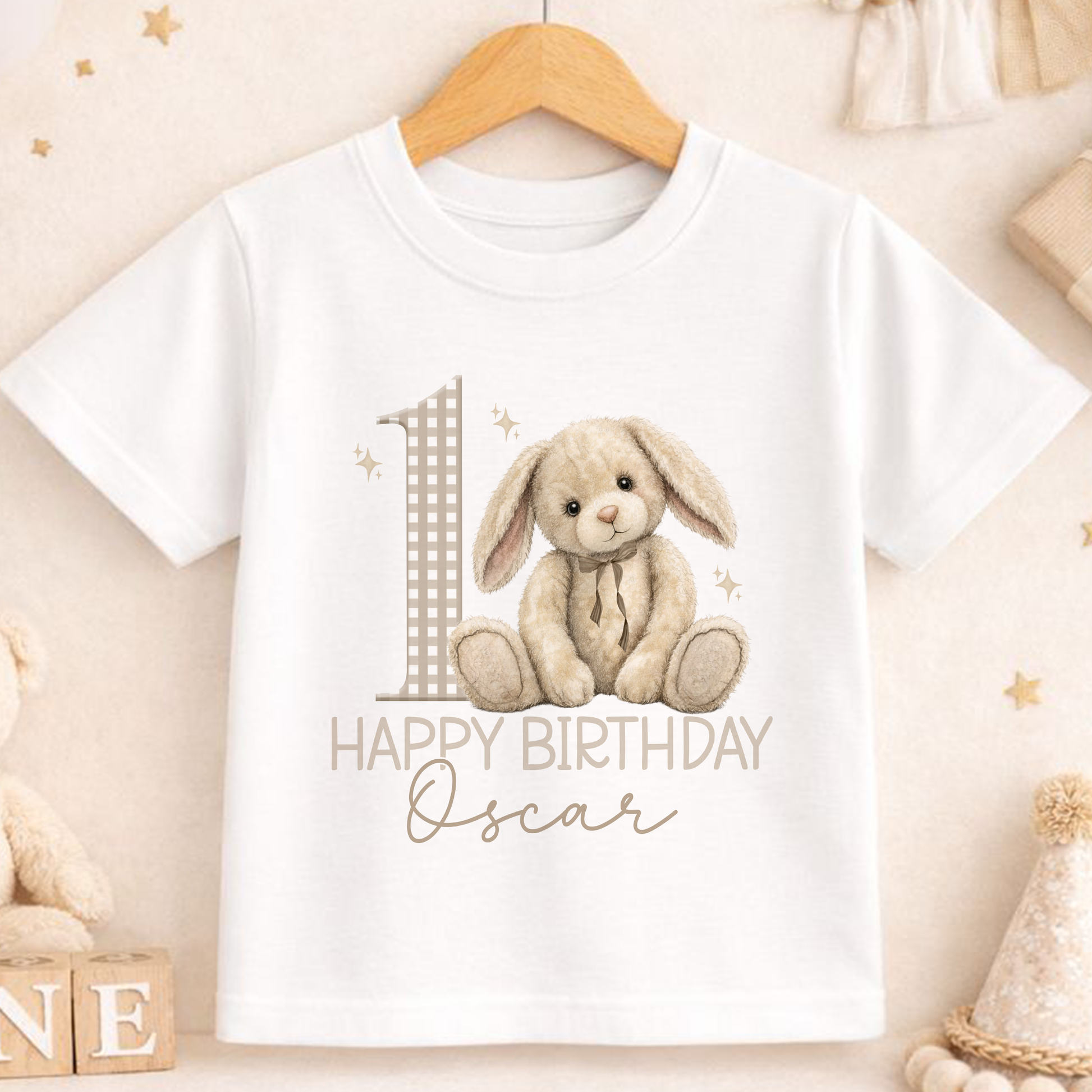 Personalised 1st birthday bunny bib with custom name print