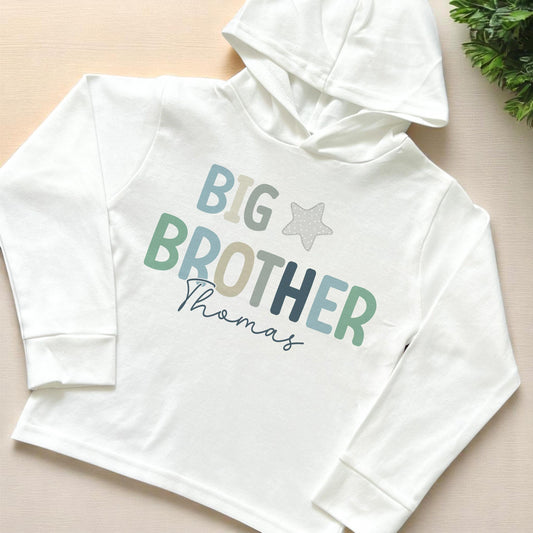 Personalised Big Brother Hoodie – Custom Name Cotton Kids Jumper – Baby Sibling Gift - 6-12m