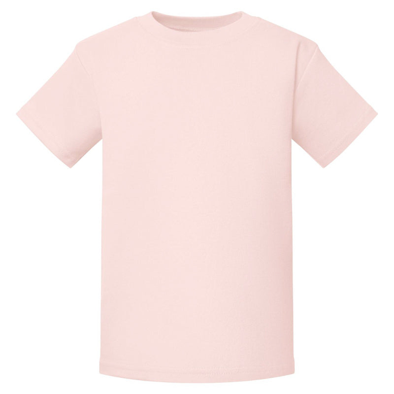Blush pink kids' cotton T-shirt, front view on a plain background