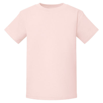 Blush pink kids' cotton T-shirt, front view on a plain background