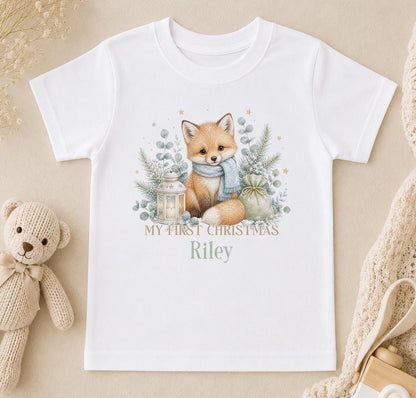 Personalised First Christmas Baby Outfit 2026, Fox Vest, Sleepsuit