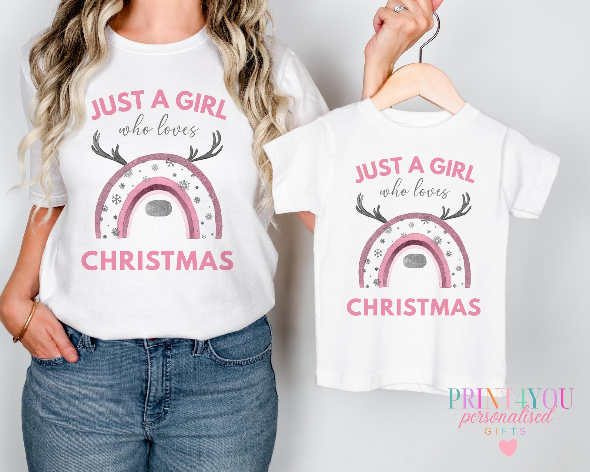 Rainbow Christmas t-shirt for babies, personalised with a name, size 0-3 months