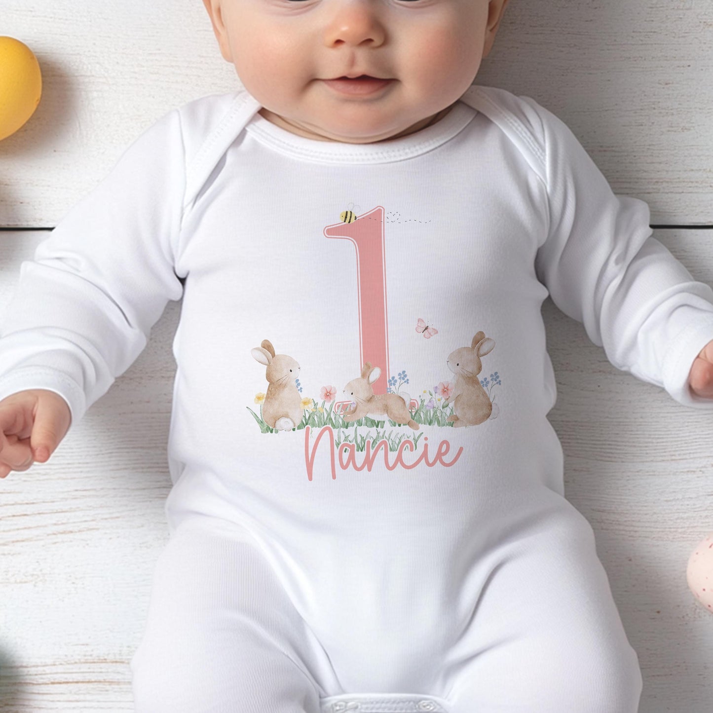 Personalised Baby Birthday Outfit – Custom Baby T-Shirt, Vest, Sleepsuit & Bib in Soft Cotton