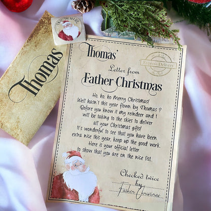 Personalised Letter From Santa, Vintage Paper Official Children's Letters From Father Christmas - Santa Claus