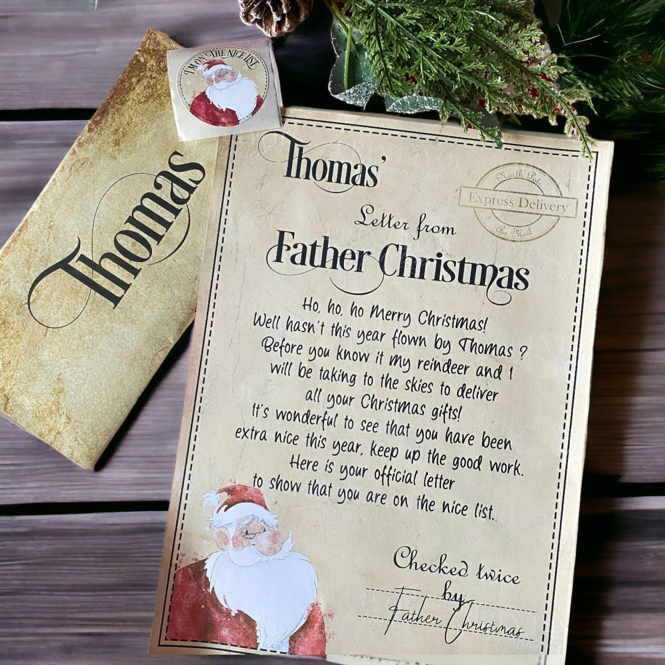 Personalised Letter From Santa, Vintage Paper Official Children's Letters From Father Christmas