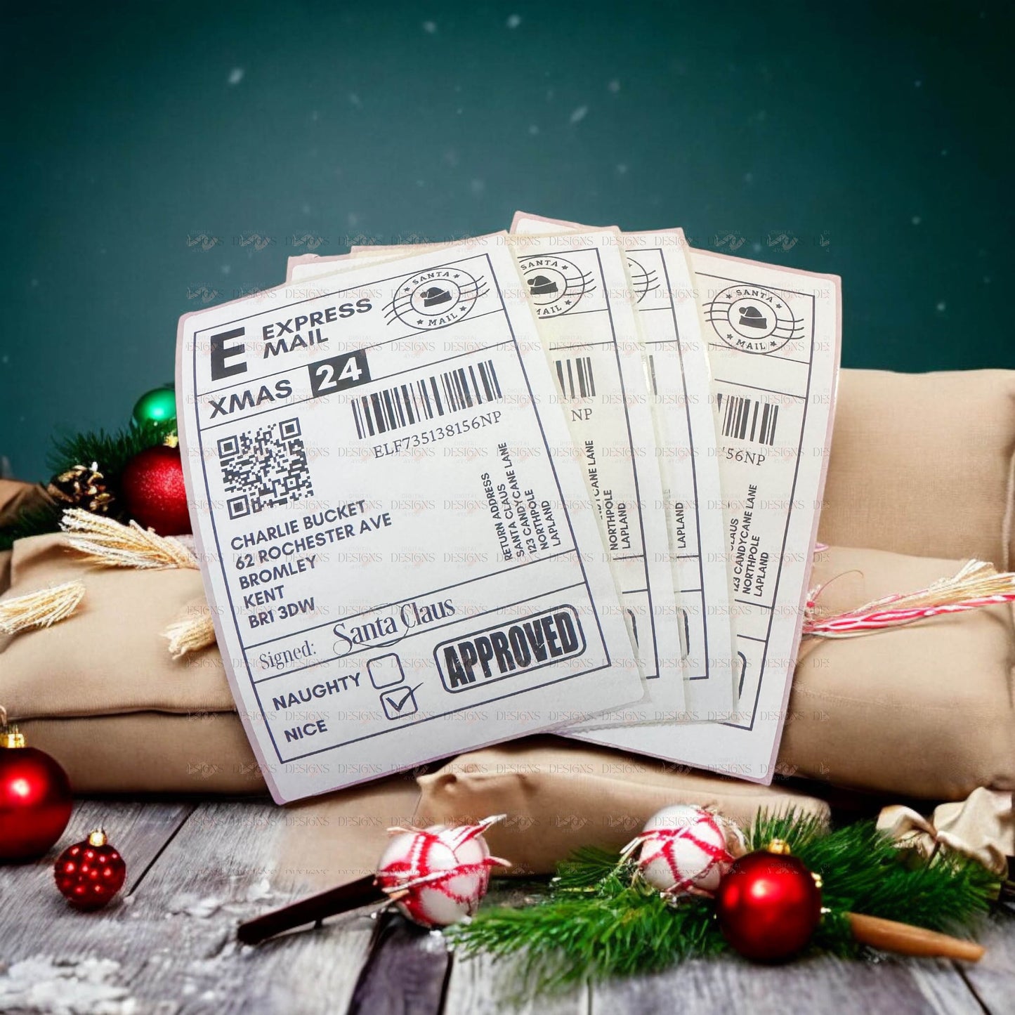 Magical Christmas Elf and Santa's Gift Postage Label