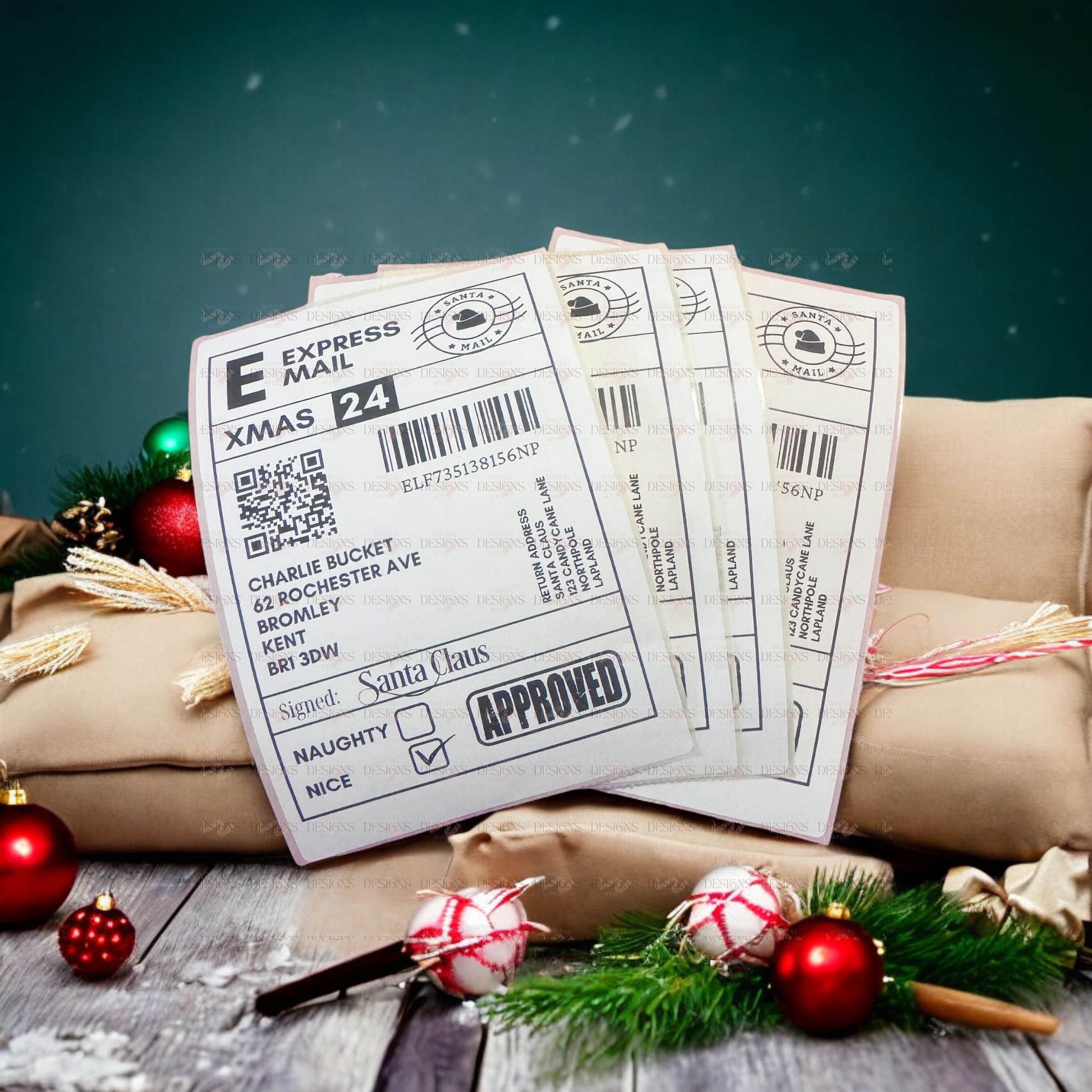 Magical Christmas Elf and Santa's Gift Postage Label