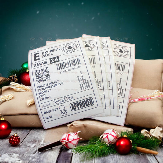 Magical Christmas Elf and Santa's Gift Postage Label