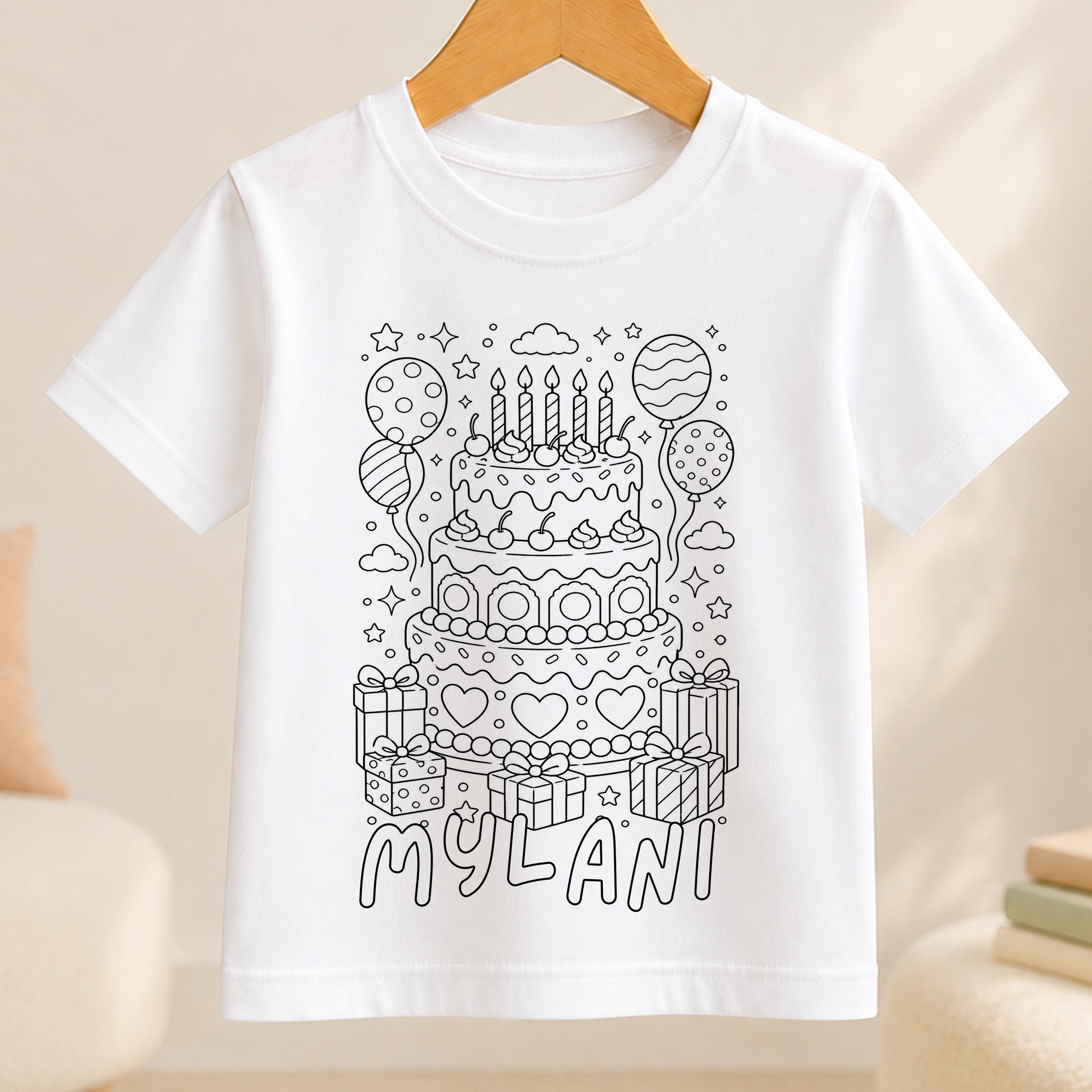 birthday cake colour-in outline