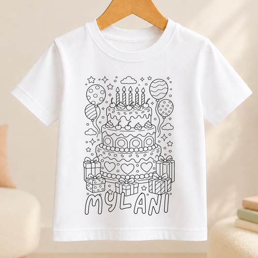 birthday cake colour-in outline