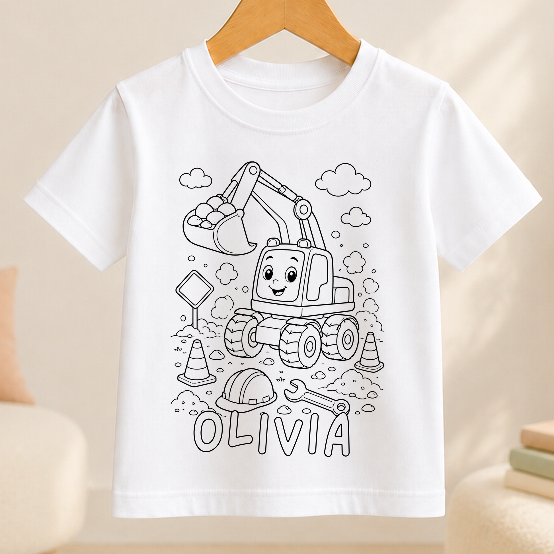 digger colour-in outline