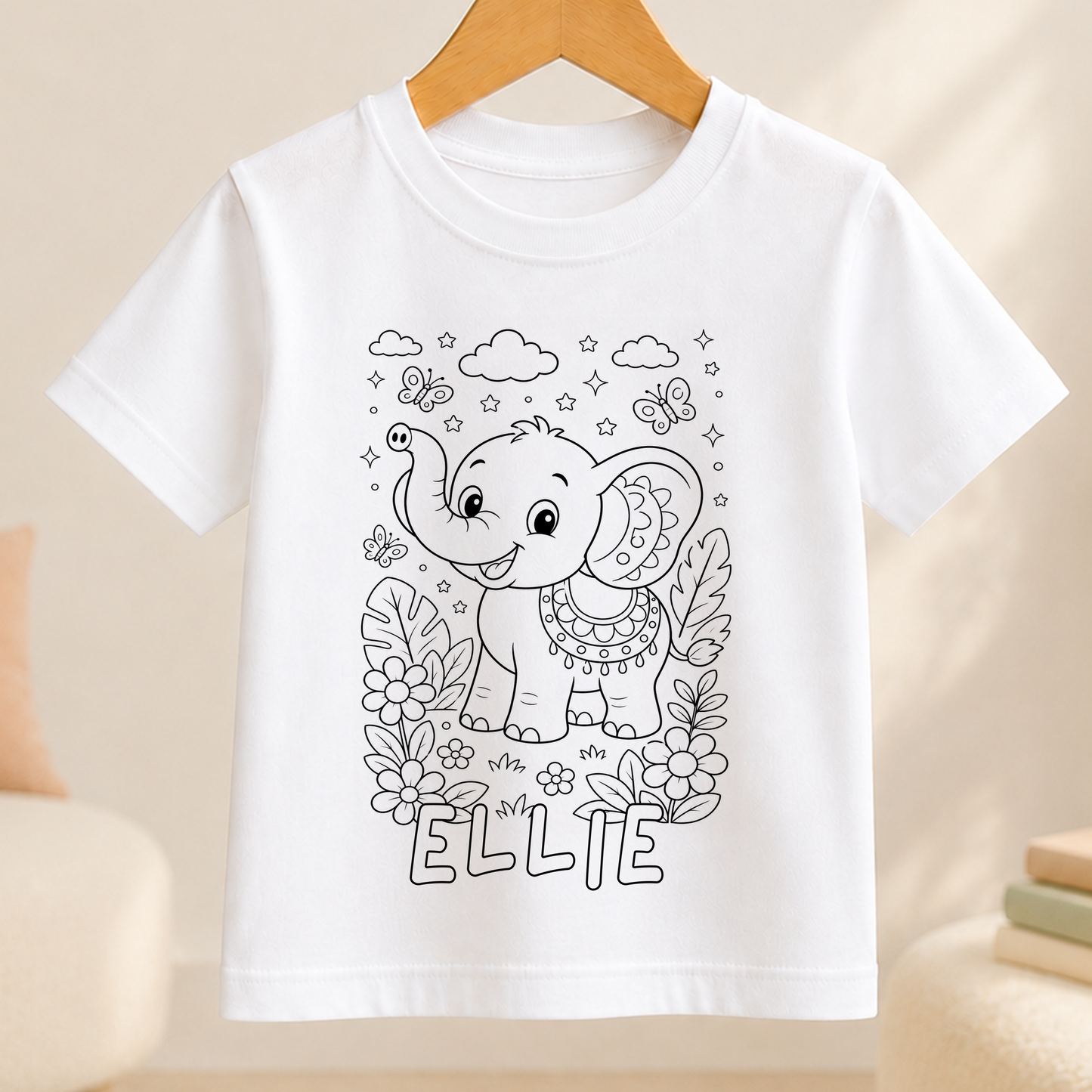 elephant colour-in outline