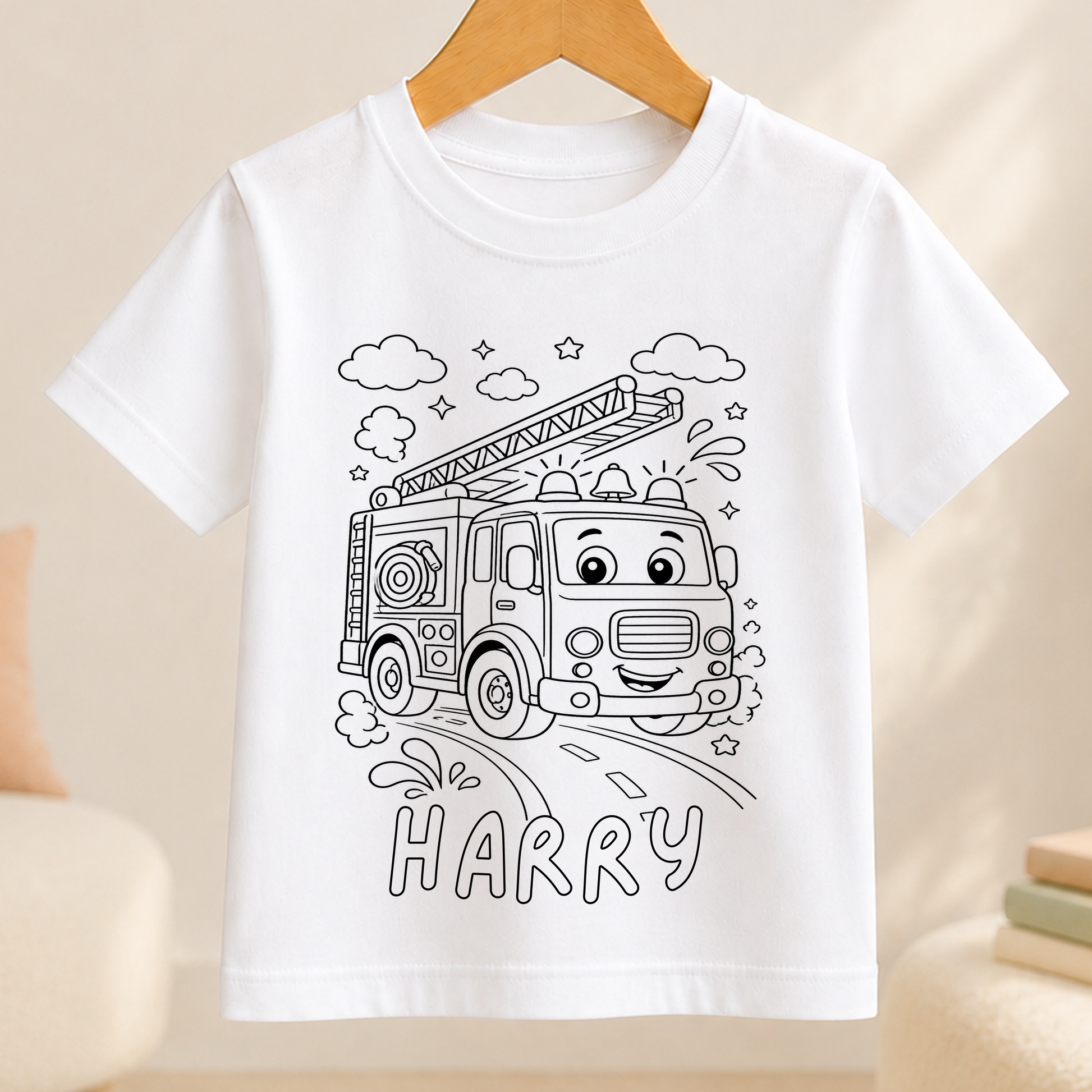 fire engine colour-in outline