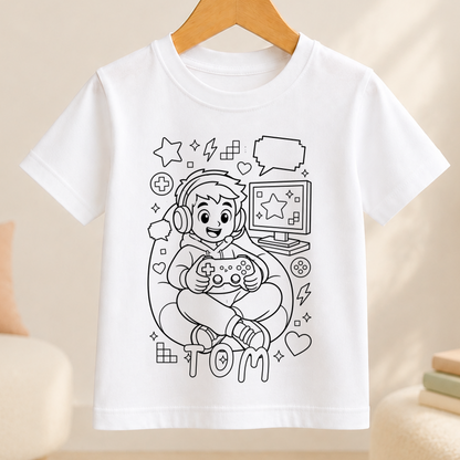 gamer boy colour-in outline