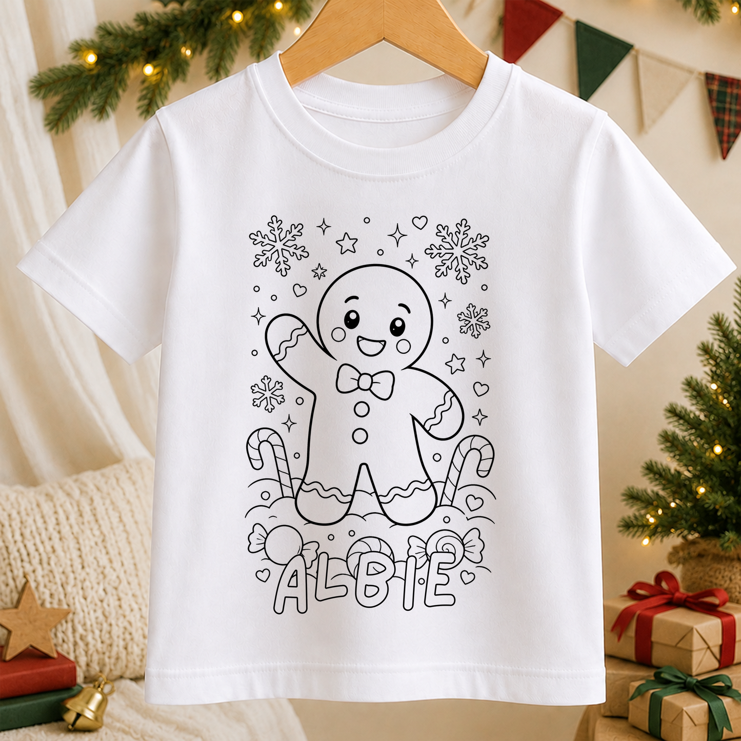 gingerbread man colour-in outline