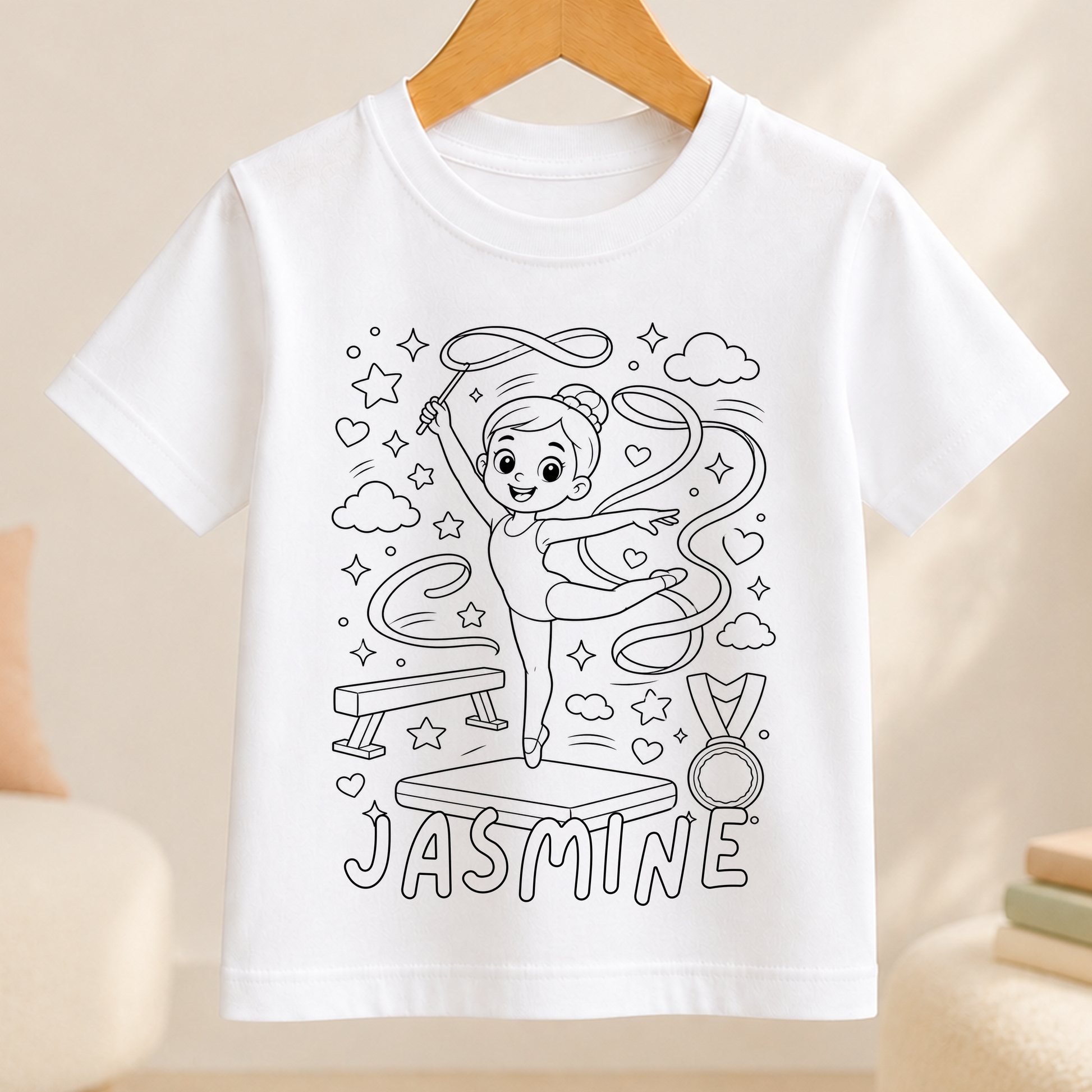 gymnastics colour-in outline