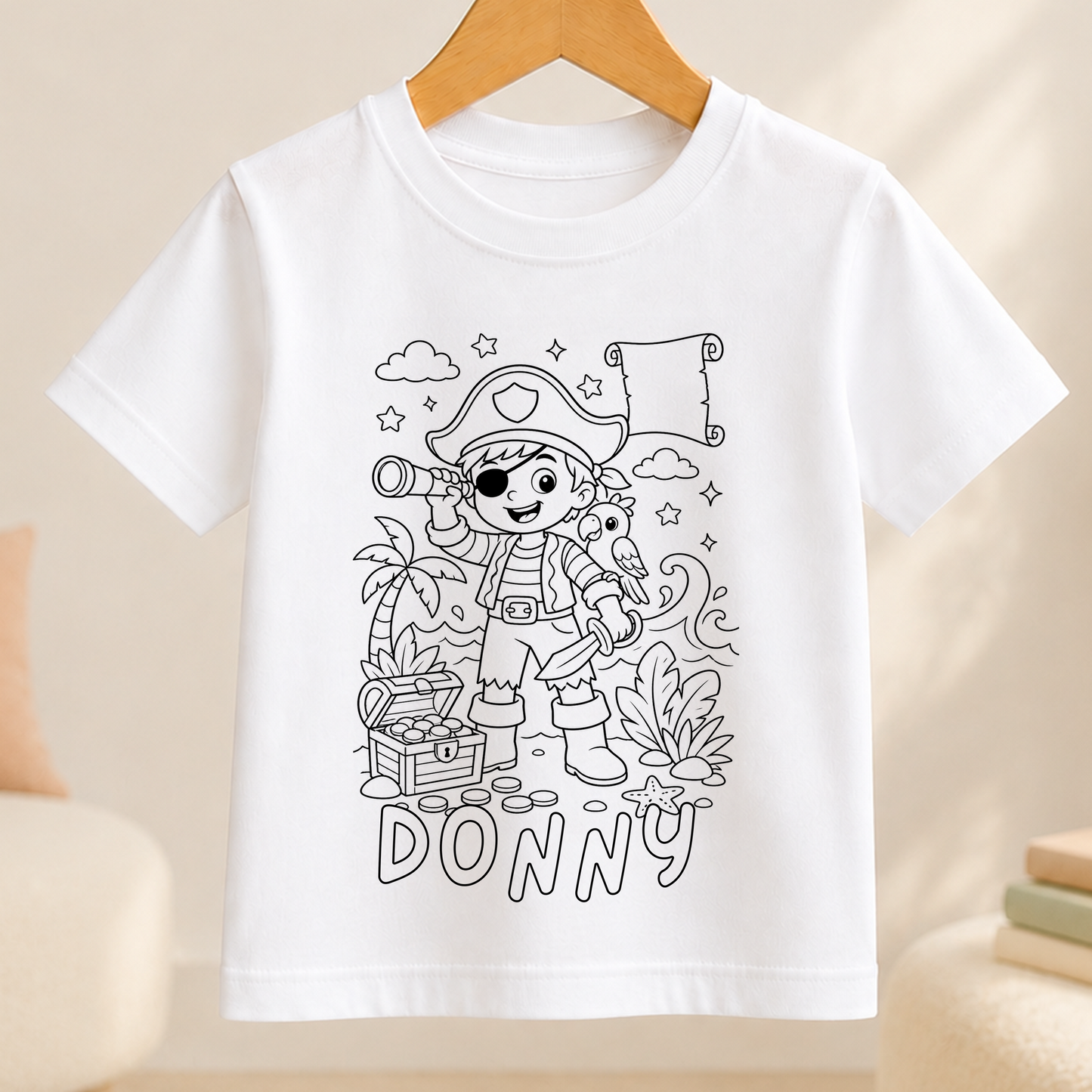 pirate boy colour-in outline
