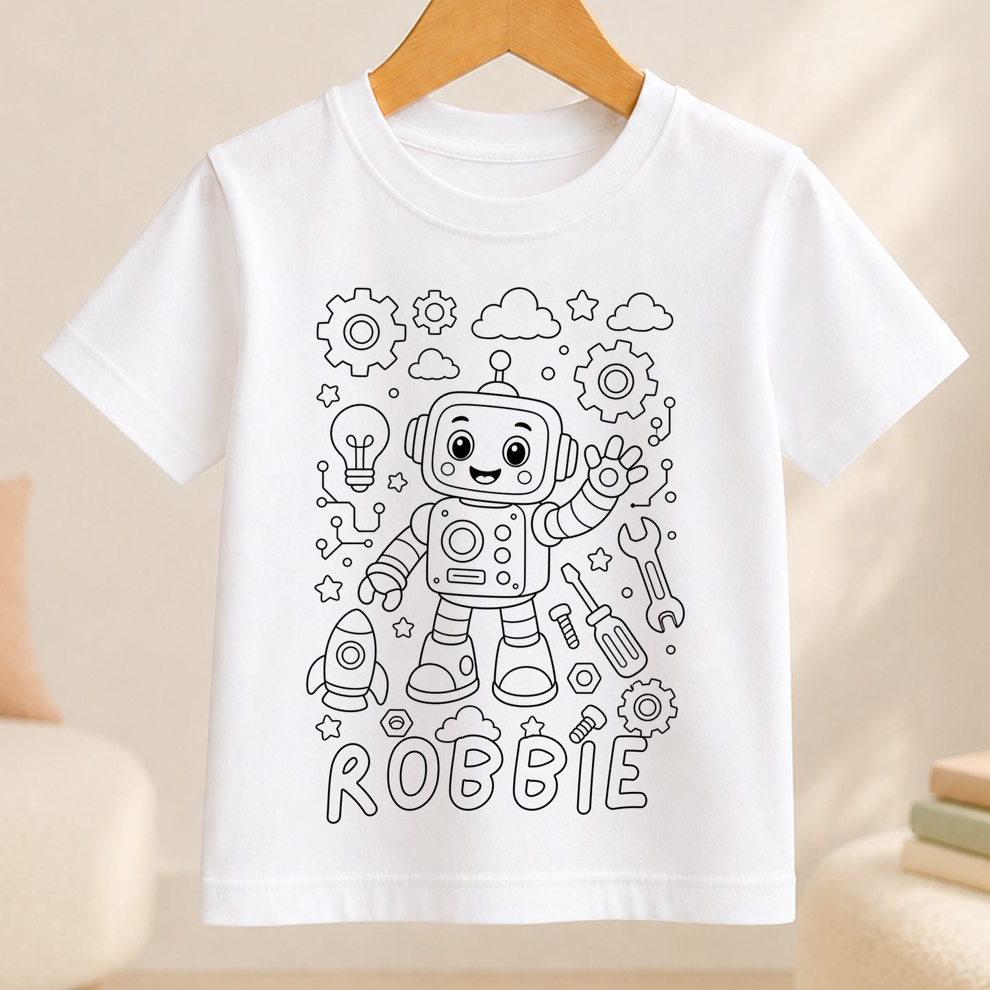 robot colour-in outline