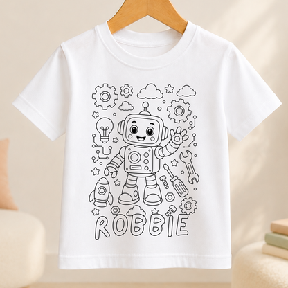 robot colour-in outline