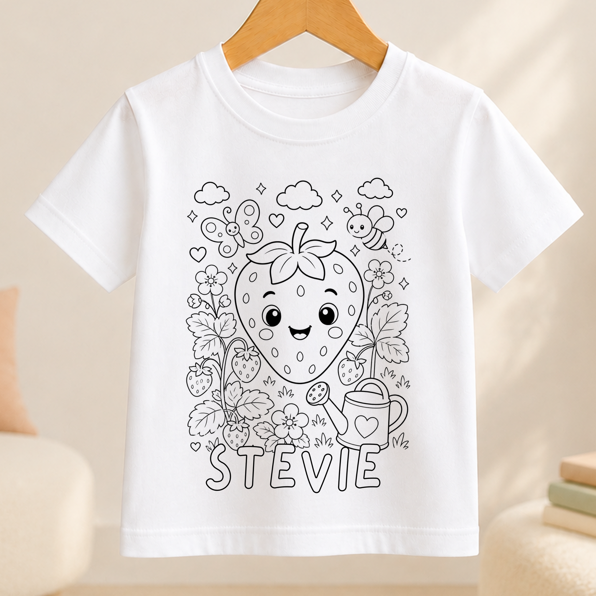 strawberry colour-in outline
