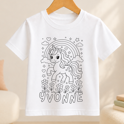 unicorn and rainbow colour-in outline