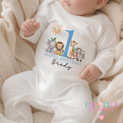 Personalised 1st Birthday T-Shirt – Custom Baby Safari Shirt | Soft Cotton, Machine Washable