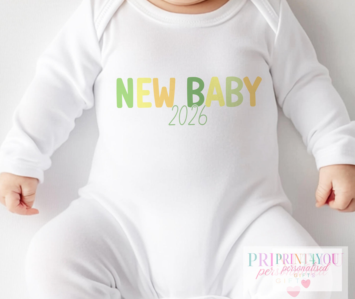 Personalised New Baby Outfit – Soft Cotton Sleepsuit, Vest & Matching Sibling T-Shirt