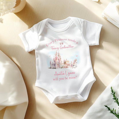 Personalised Will you be my Godmother bib with custom wording