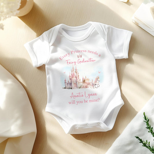 Personalised Will you be my Godmother bib with custom wording