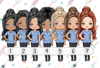 Personalised nurse notebook, PU leather journal with Nurse 2 cute character design and custom name