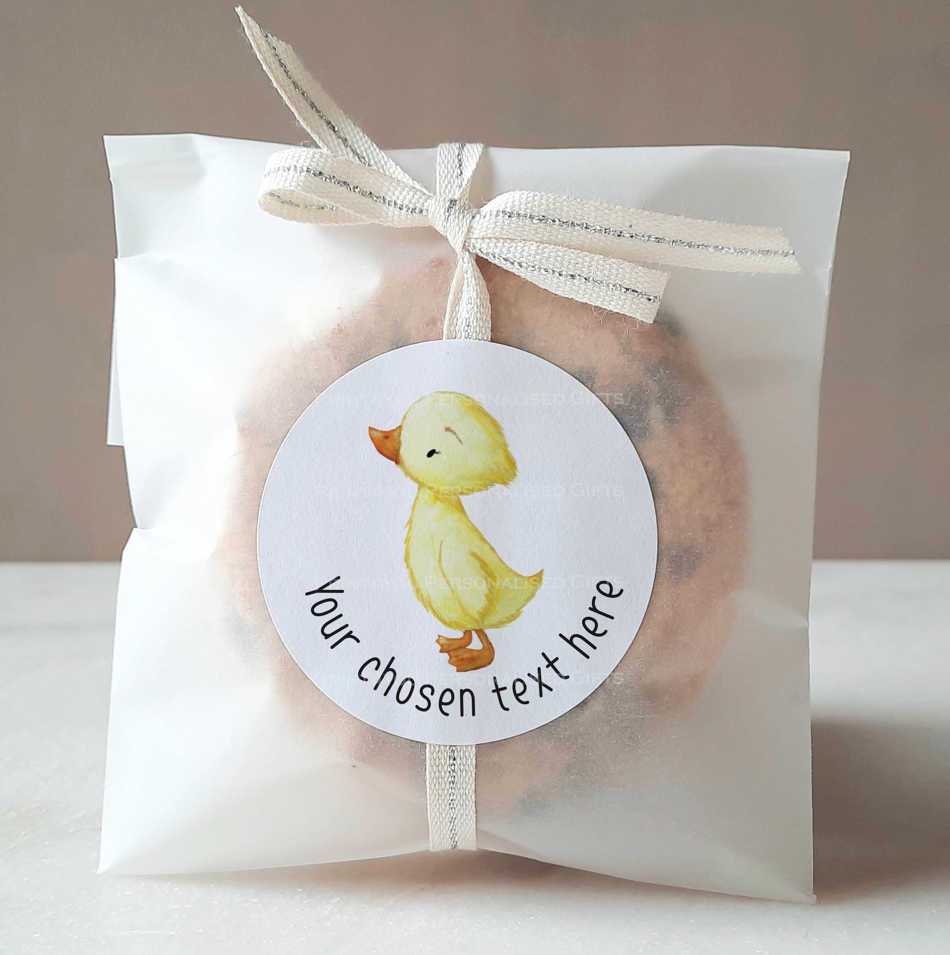 Personalised yellow duck stickers with custom name printed in gloss finish