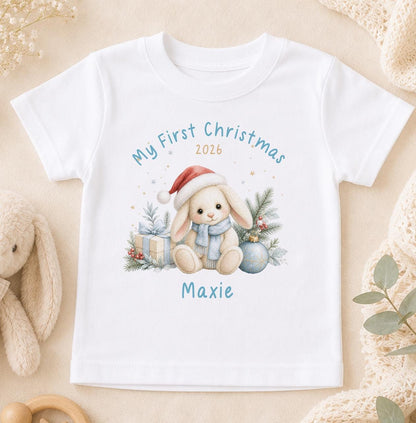 Personalised Baby Christmas Outfit - Bunny Santa Hat, First Christmas 2026
