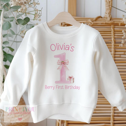 Personalised I Am One Birthday Jumper for Kids Berry Strawberry Sweatshirt - 6-12m SWEATSHIRT