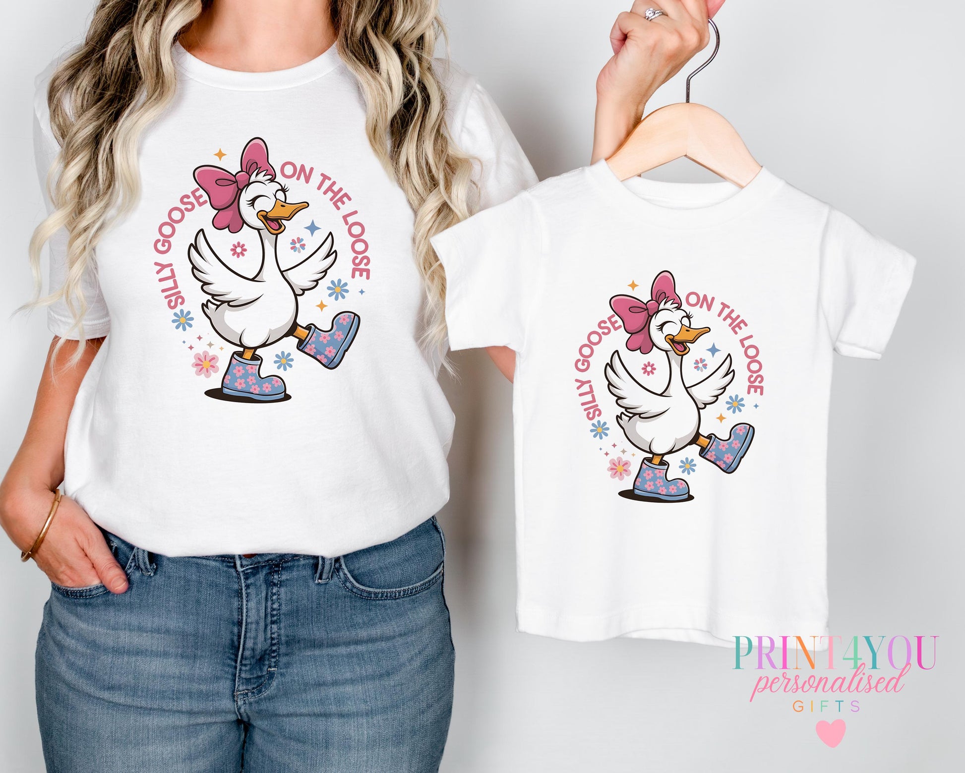 Matching Mum Child T – Shirt – Soft Breathable Cotton Funny Goose Shirt for Playdate - 0-3 months
