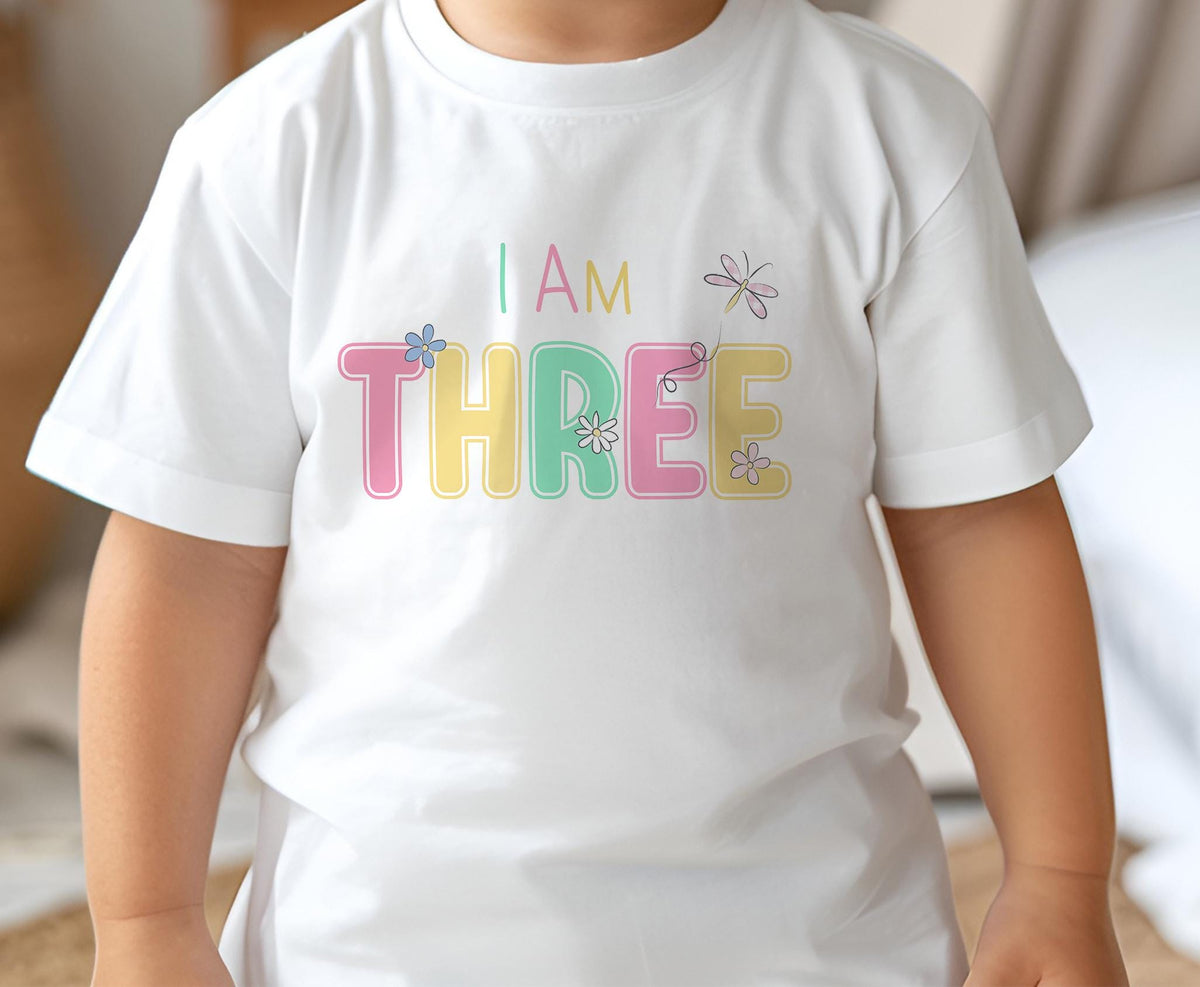 White cotton 'It's My Birthday' t-shirt with a daisy design, shown in the 6-12 month size