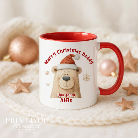 Personalised Christmas Bear Mug – Festive Keepsake Ceramic Mug, Custom Name