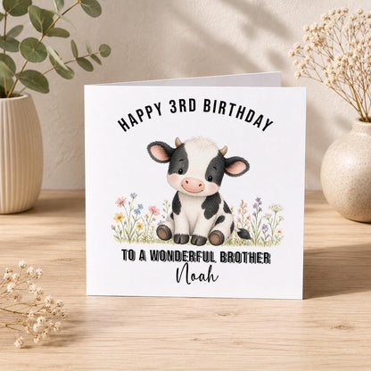 Square greeting card showing the boys birthday card design