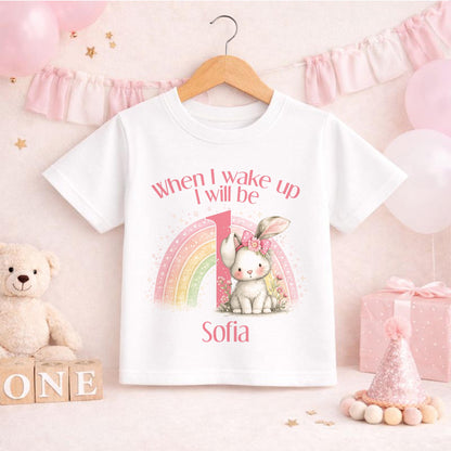 Girl 1st Birthday Outfit – Personalised Rainbow Bunny Shirt For Baby