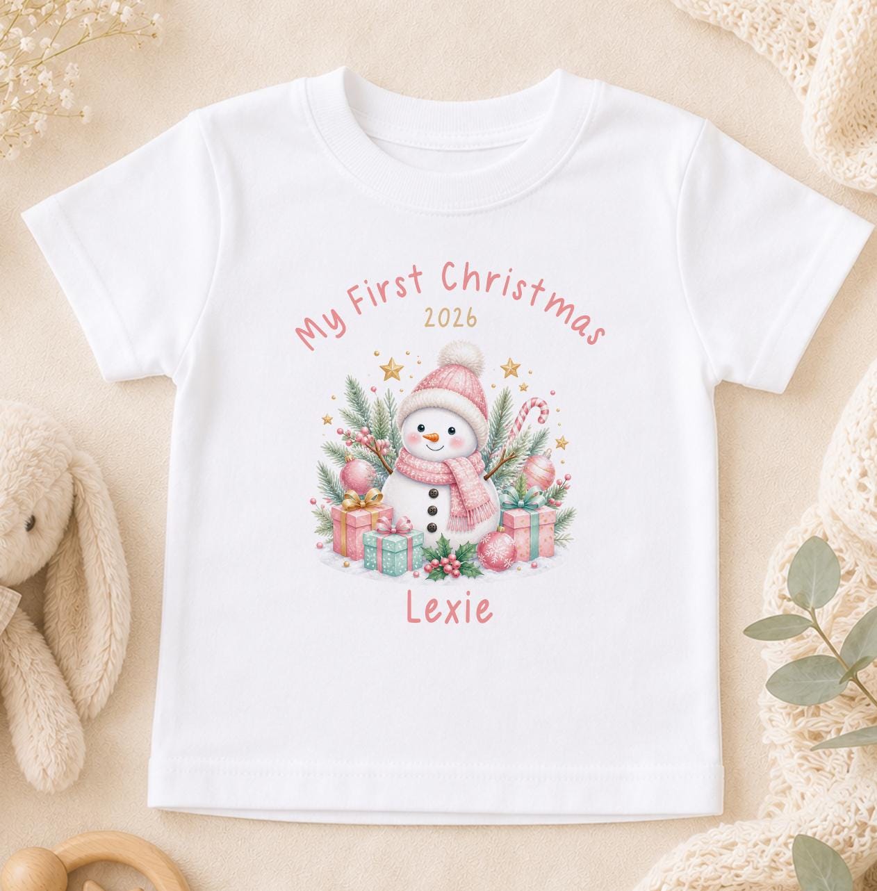 Personalised Baby Christmas Outfit - Snowman, First Christmas 2026
