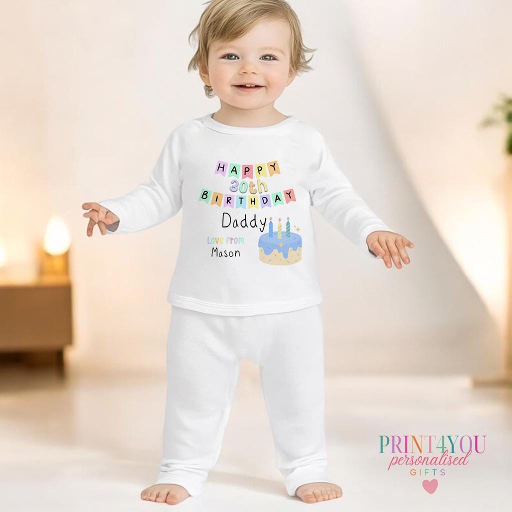 Personalised 'Happy Birthday as my Daddy' baby grow, soft cotton with custom text.