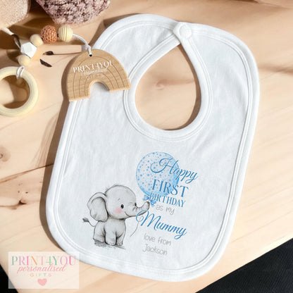 Personalised t-shirt with starry elephant first birthday design