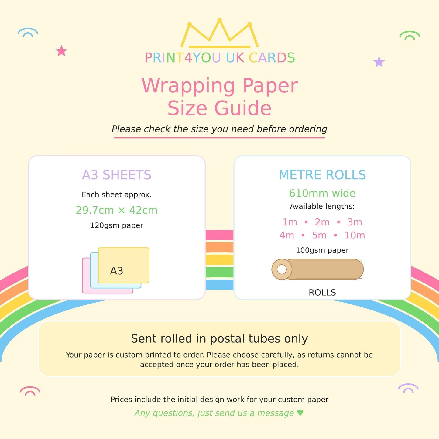 Roll of personalised Father's Day teddy bear gift wrap standing upright