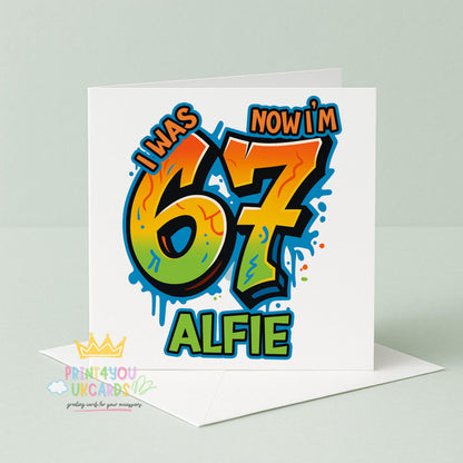 Front view of the personalised kids birthday card printed on 350gsm card stock.