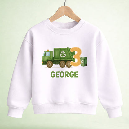 Children's clothing with the rubbish truck jumper design