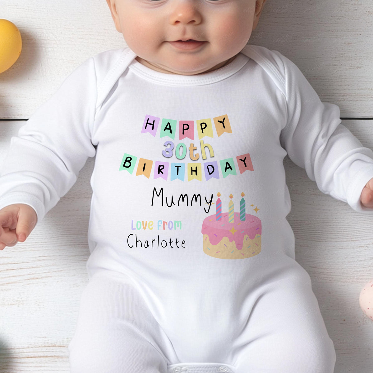 Happy Birthday Mummy, 30th 40th Birthday as My Mummy, Sleepsuit Baby grow Bodysuit Vest, Mum Birthday, Mummy Birthday - Bib
