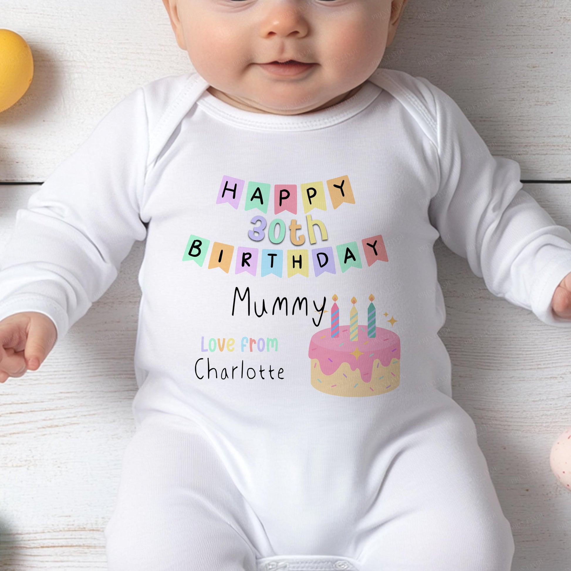 Happy Birthday Mummy, 30th 40th Birthday as My Mummy, Sleepsuit Baby grow Bodysuit Vest, Mum Birthday, Mummy Birthday - Bib