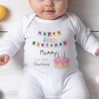 Happy Birthday Mummy, 30th 40th Birthday as My Mummy, Sleepsuit Baby grow Bodysuit Vest, Mum Birthday, Mummy Birthday - Bib