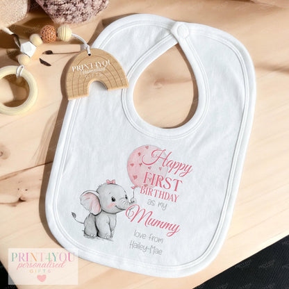 Personalised t-shirt with elephant balloon first birthday design